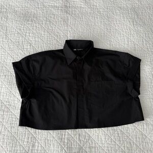 NWOT 100% Cotton Women's Black Button Down Shirt